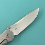 KB KNIVES KB266A Velvet Snake Folding Knife Stonewash Titanium with Watermelon Sugar Camo Carbon inlay Handle 3.35'' Stonewash M390 Blade