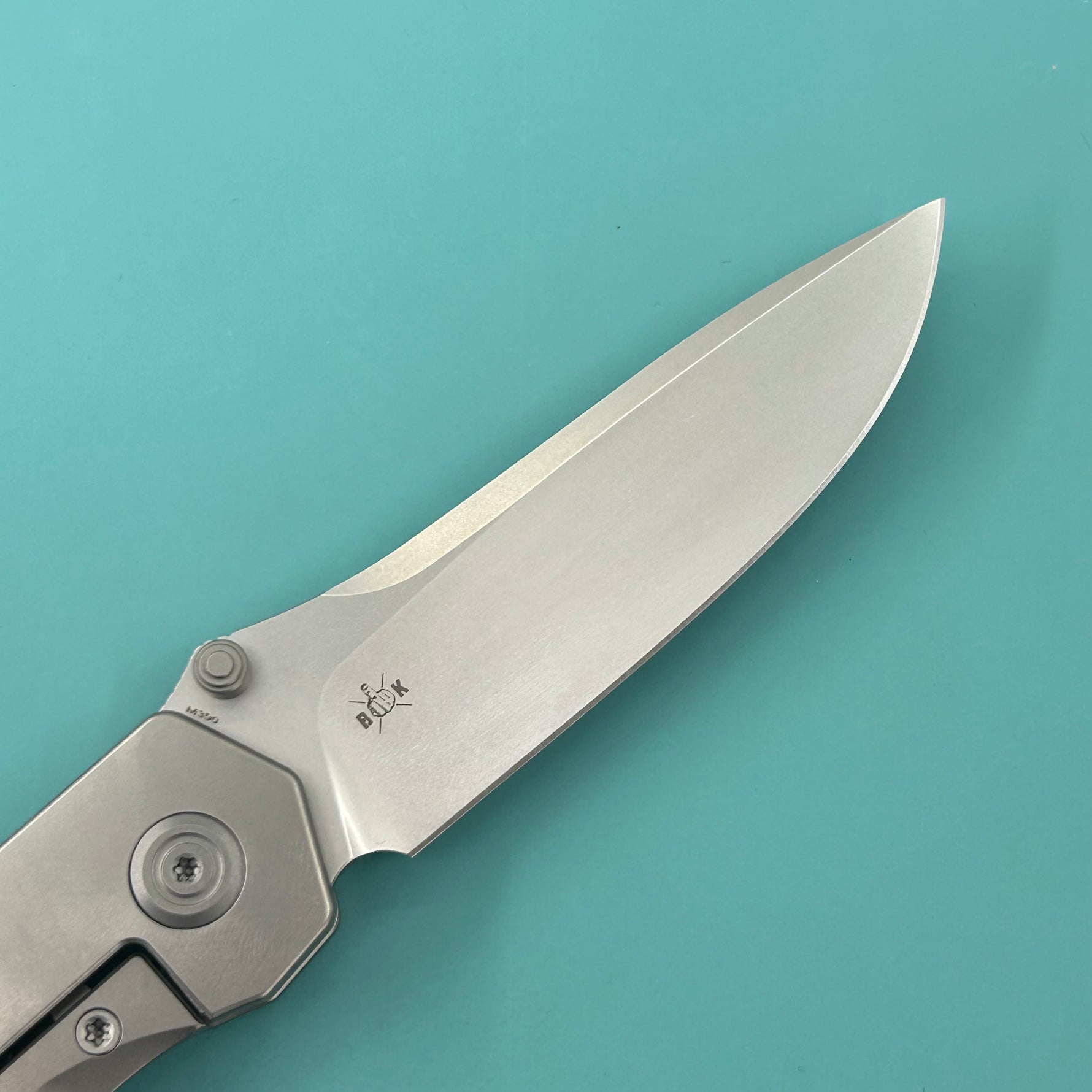 KB KNIVES KB266A Velvet Snake Folding Knife Stonewash Titanium with Watermelon Sugar Camo Carbon inlay Handle 3.35'' Stonewash M390 Blade