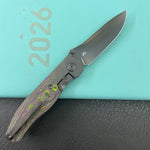 KB KNIVES KB266C Velvet Snake Folding Knife Regular DLC Titanium with Watermelon Sugar Camo Carbon inlay Handle 3.35'' Regular DLC M390 Blade
