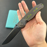 KB KNIVES KB266C Velvet Snake Folding Knife Regular DLC Titanium with Watermelon Sugar Camo Carbon inlay Handle 3.35'' Regular DLC M390 Blade