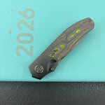 KB KNIVES KB266C Velvet Snake Folding Knife Regular DLC Titanium with Watermelon Sugar Camo Carbon inlay Handle 3.35'' Regular DLC M390 Blade