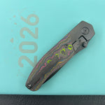 KB KNIVES KB266C Velvet Snake Folding Knife Regular DLC Titanium with Watermelon Sugar Camo Carbon inlay Handle 3.35'' Regular DLC M390 Blade