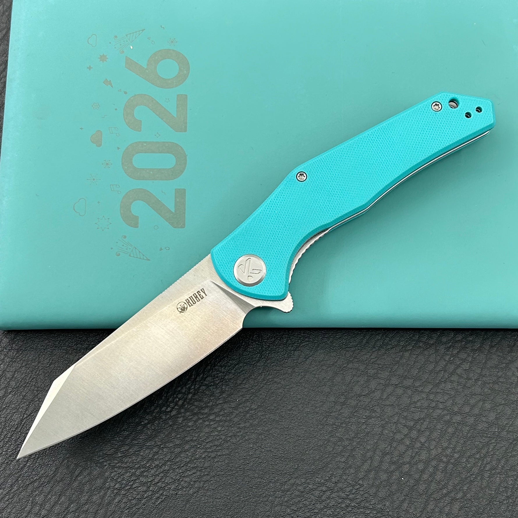 KUBEY Knife  KU158T Flash Linerlock Tiffany Blue Folding knife Frame Locking