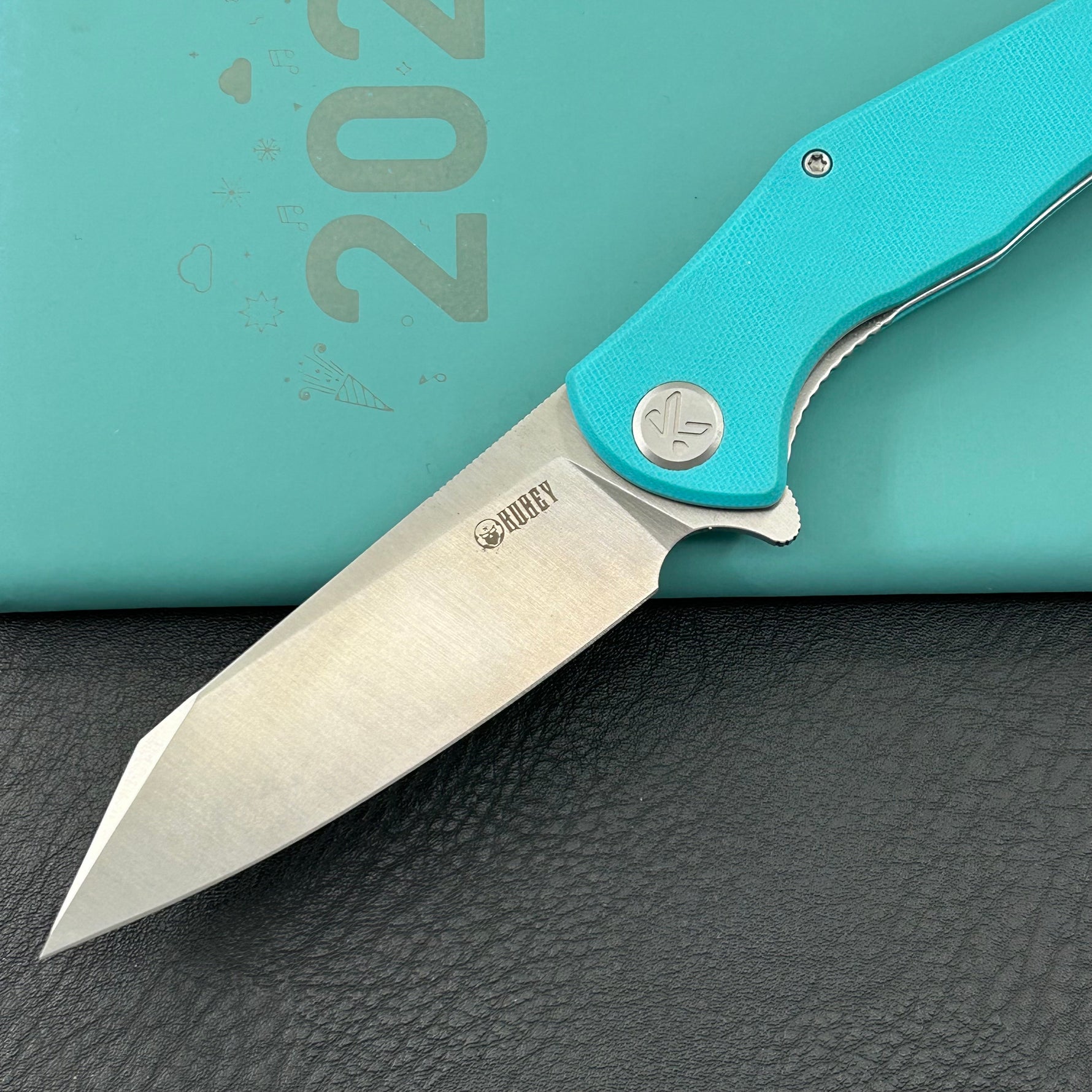 KUBEY Knife  KU158T Flash Linerlock Tiffany Blue Folding knife Frame Locking