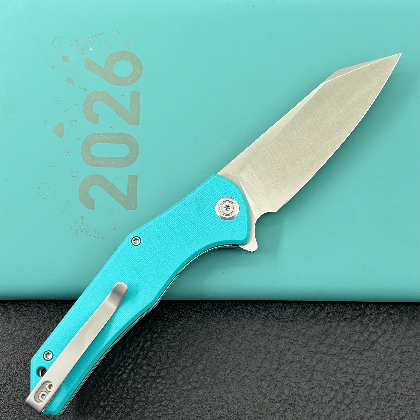 KUBEY Knife  KU158T Flash Linerlock Tiffany Blue Folding knife Frame Locking