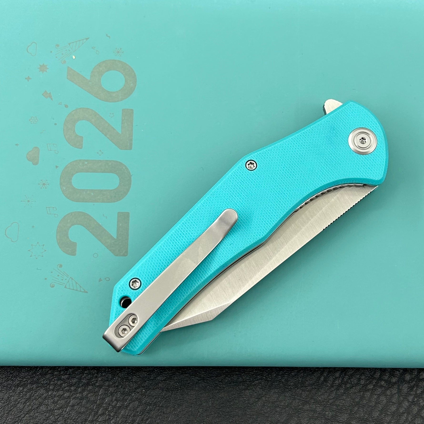 KUBEY Knife  KU158T Flash Linerlock Tiffany Blue Folding knife Frame Locking
