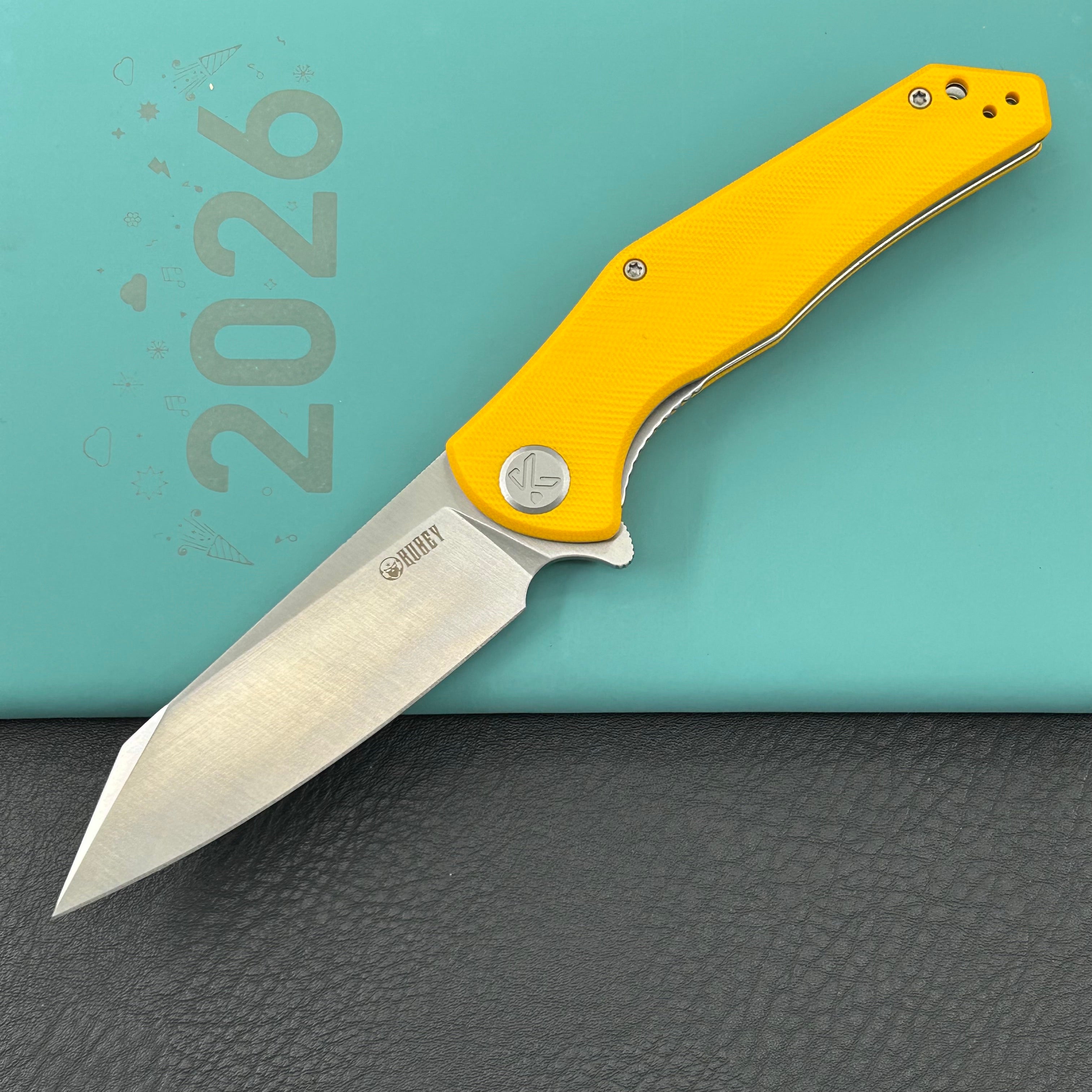 KUBEY Knife KU158S Flash Linerlock Yellow 14C28N Folding Knife
