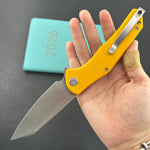 KUBEY Knife KU158S Flash Linerlock Yellow 14C28N Folding Knife