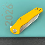 KUBEY Knife KU158S Flash Linerlock Yellow 14C28N Folding Knife
