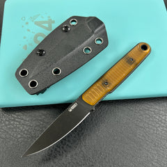 KUBEY KU356  JL Drop Point Fixie Every Day Carry Fixed Blade Knife Ultem 3.11'' Drop Point Blackwash 14C28N