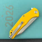KUBEY Knife KU158S Flash Linerlock Yellow 14C28N Folding Knife