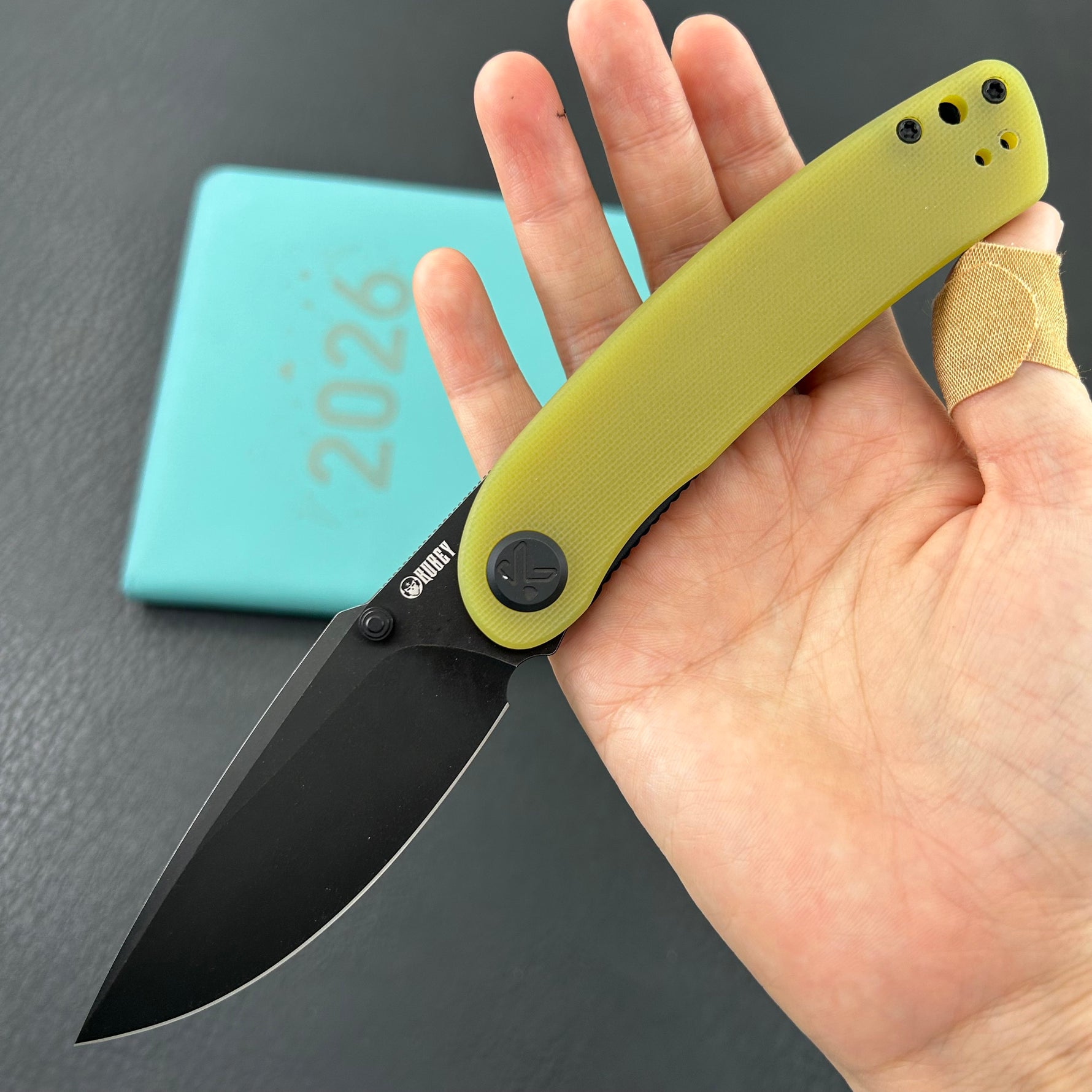 KUBEY Knife KU344O Momentum Linerlock Translucent Yellow D2 Folding Knife