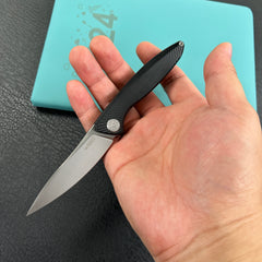 KUBEY KB2103B Pike Liner Lock Folding Knife black 6AL4V Titanium Handle 2.87" Sand Blasted  CPM-20CV