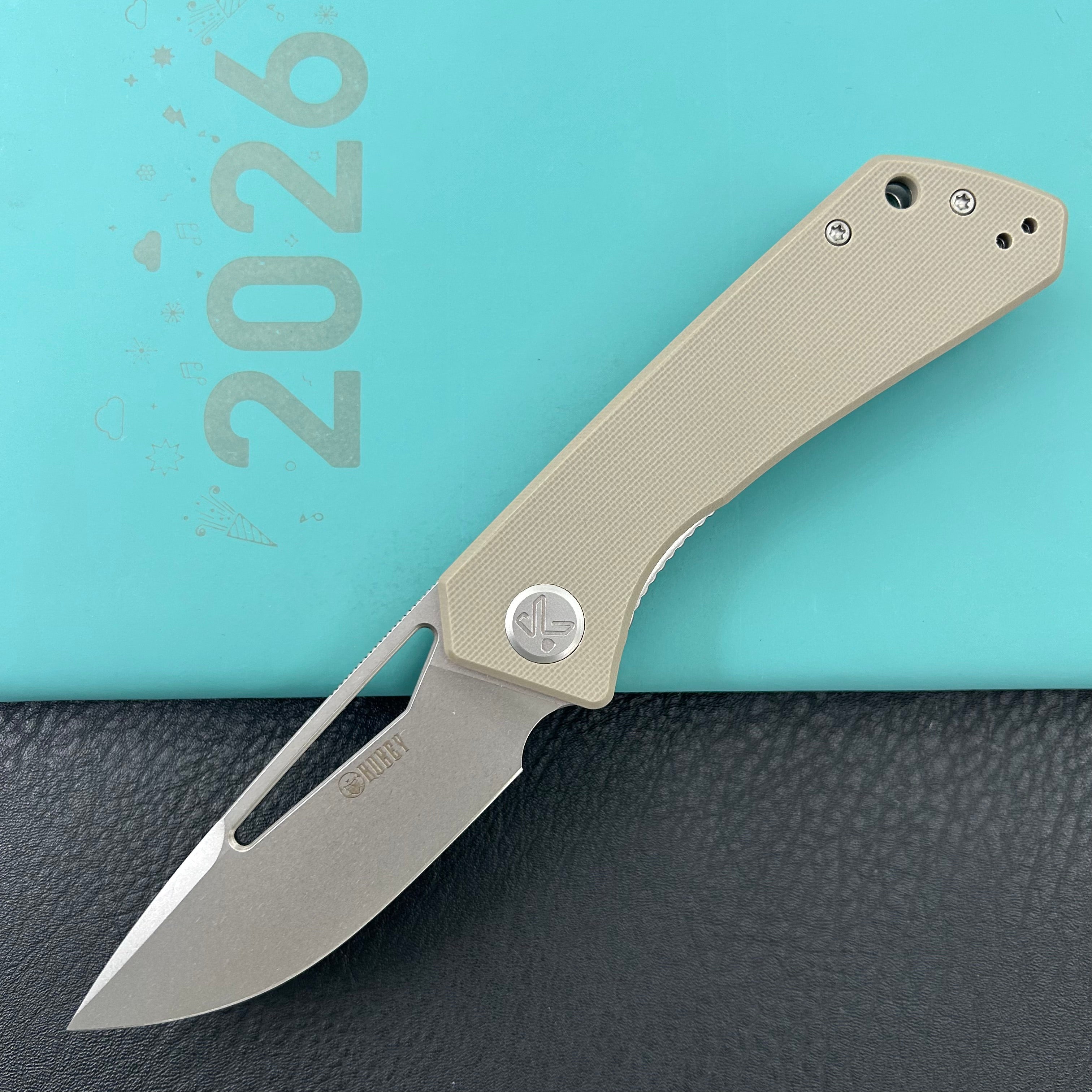 KUBEY Knife KU331R Thalia Linerlock Tan 14C28N Folding Knife