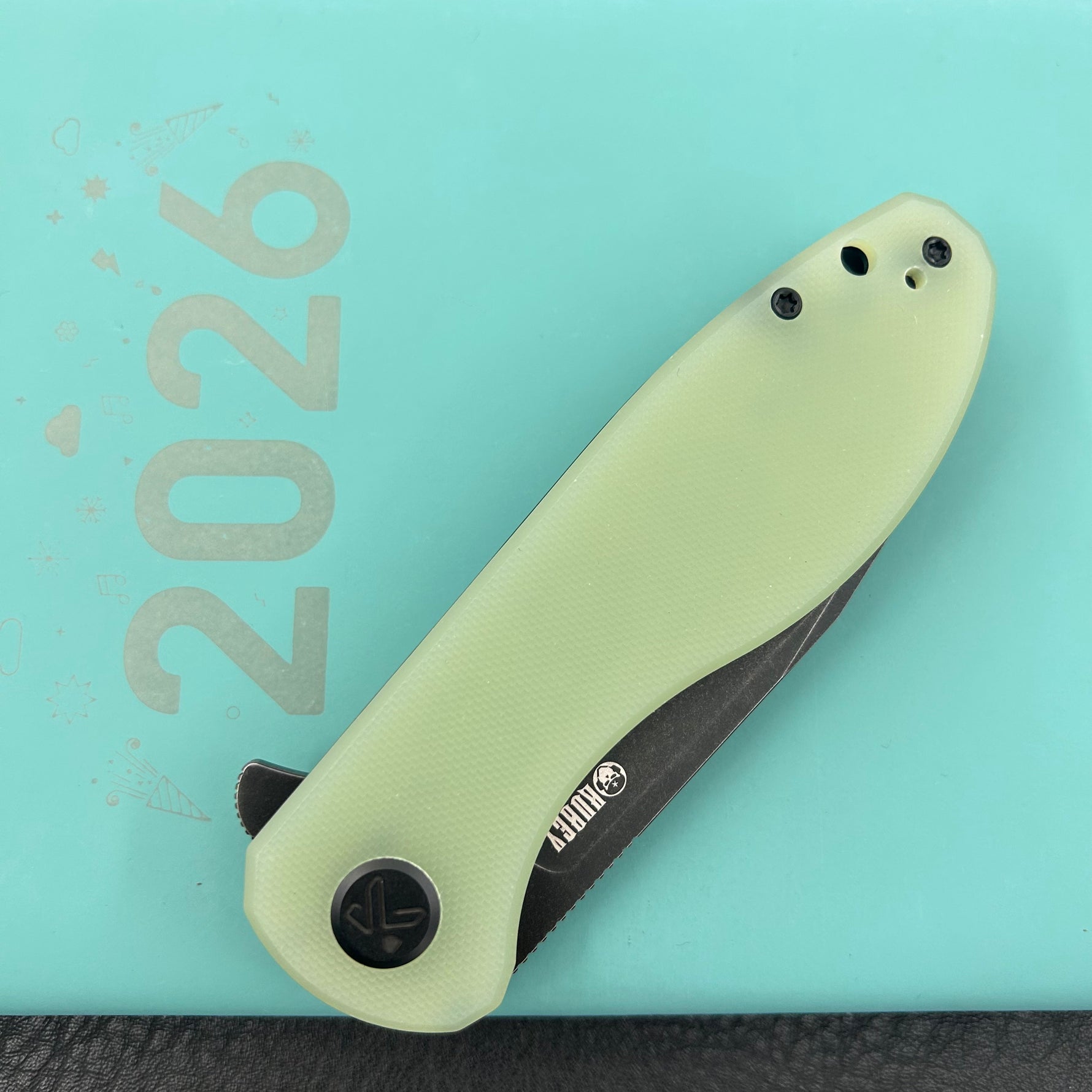 KUBEY Knife KU358Q Master Chief Linerlock Black Jade  14C28N Folding Knife
