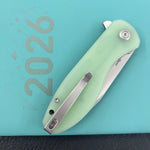 KUBEY Knife KU358L Master Chief Linerlock Jade  14C28N Folding Knife