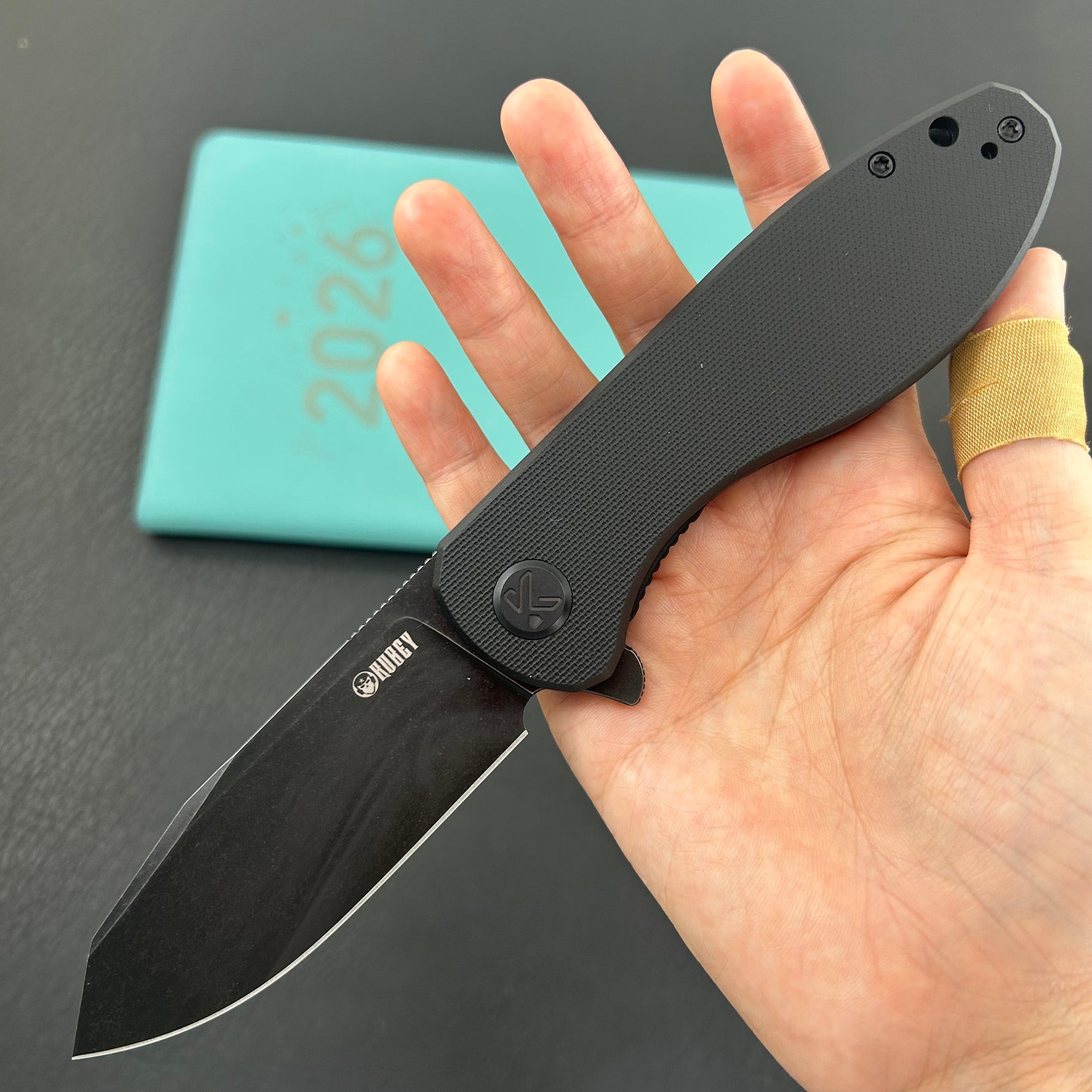 KUBEY Knife KU358N Master Chief Linerlock Blackout  14C28N Folding Knife