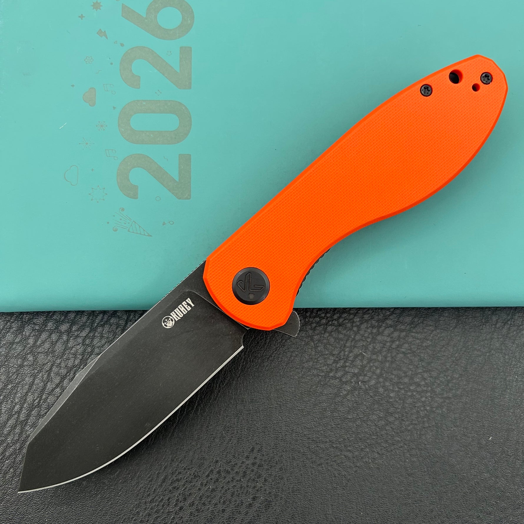 KUBEY Knife KU358O Master Chief Linerlock Black Orange  14C28N Folding Knife
