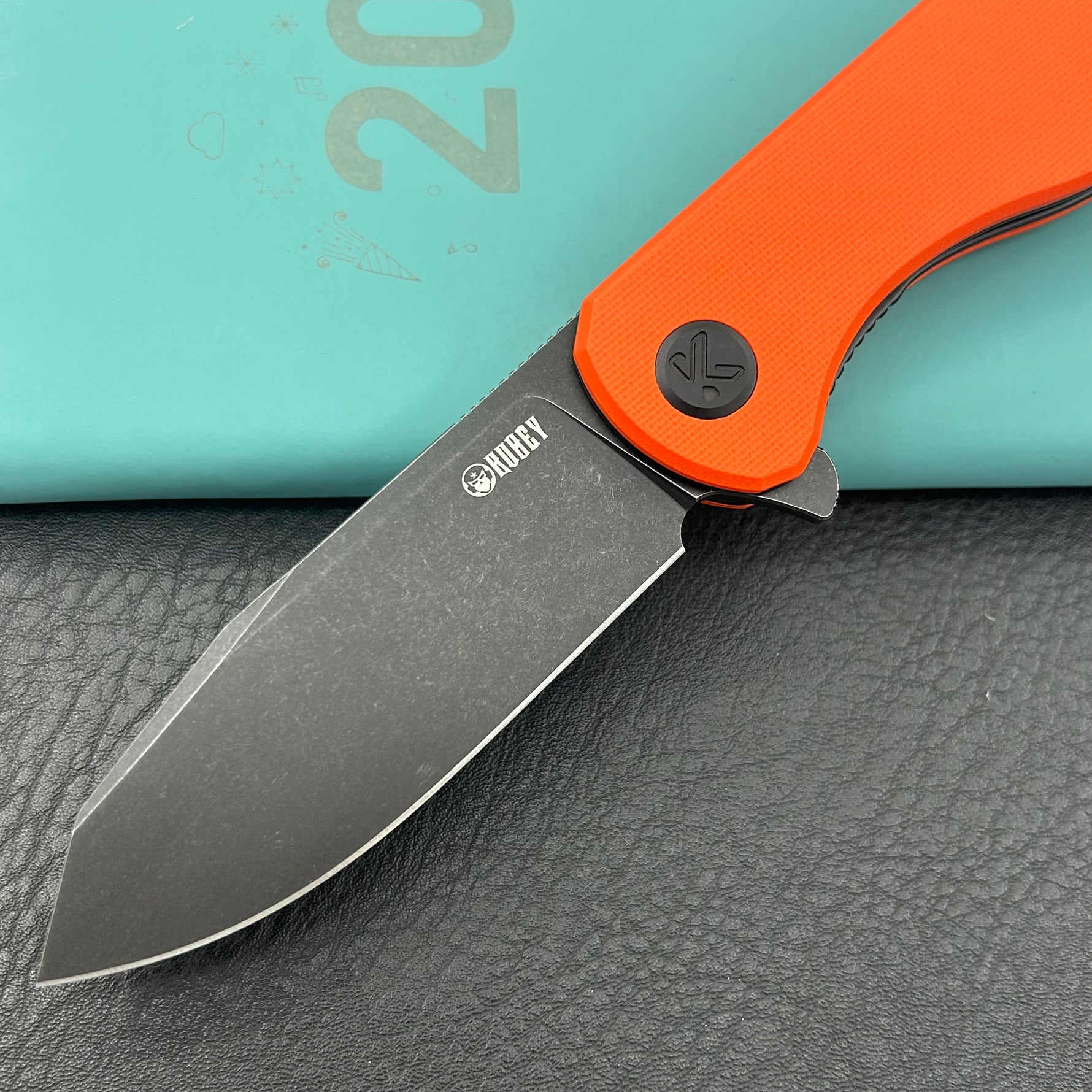 KUBEY Knife KU358O Master Chief Linerlock Black Orange  14C28N Folding Knife