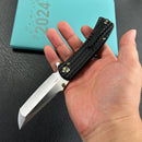 KUBEY KB294C Interflow Tactical Folding Knife Flipper Folder Black Titanium Handle 3.50" Belt Satin Bohler M390 Blade