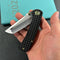 KUBEY KB294C Interflow Tactical Folding Knife Flipper Folder Black Titanium Handle 3.50" Belt Satin Bohler M390 Blade