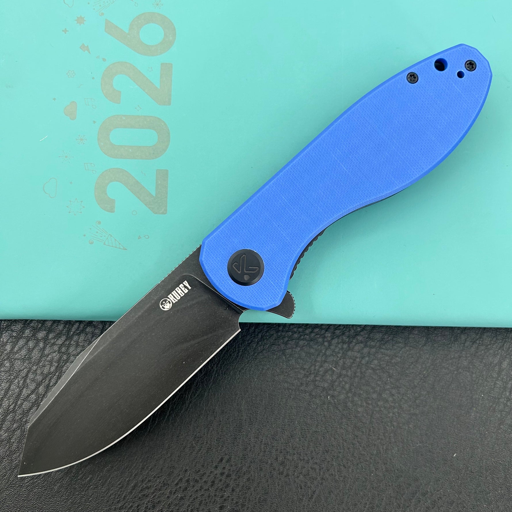 KUBEY Knife KU358P Master Chief Linerlock Black Blue  14C28N Folding Knife