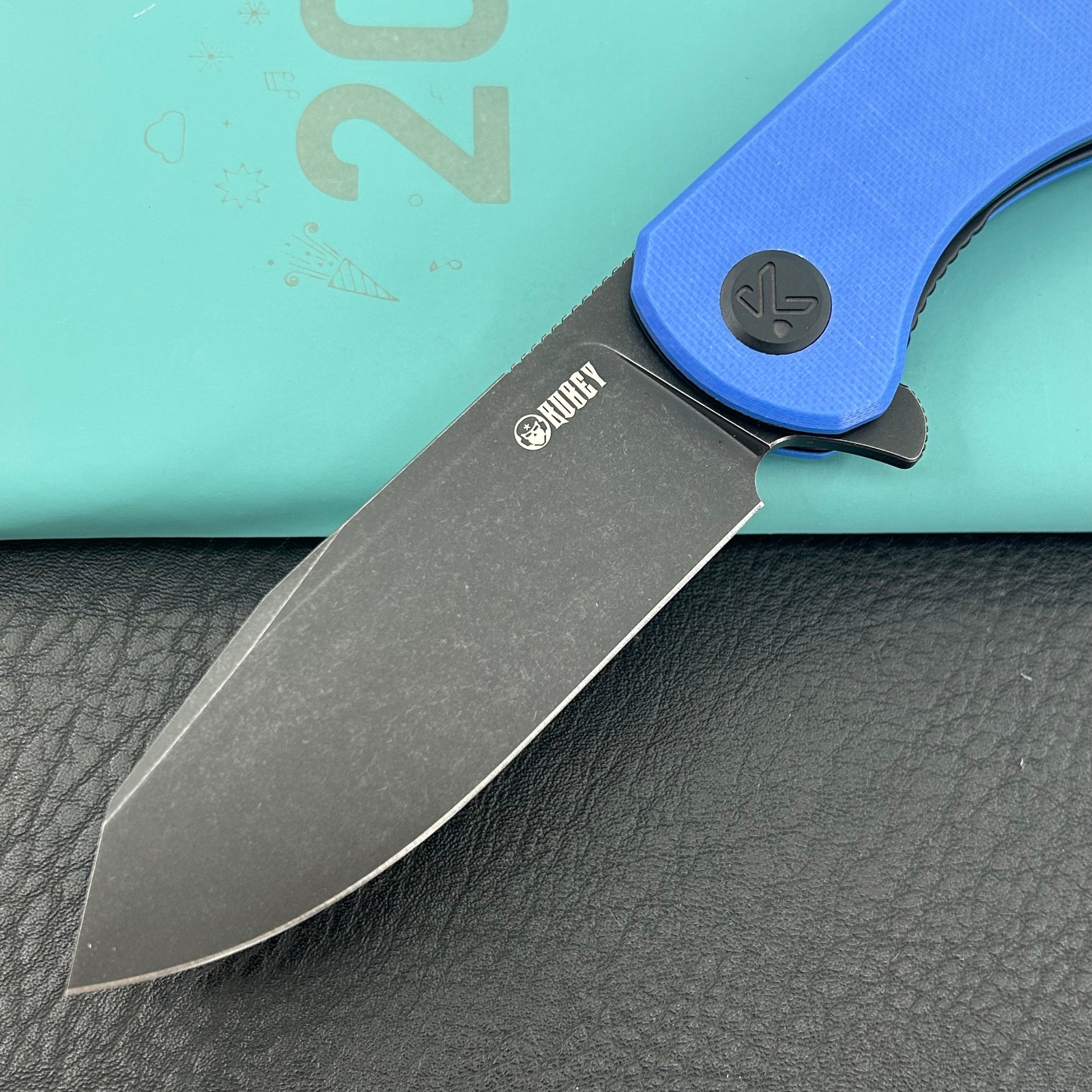 KUBEY Knife KU358P Master Chief Linerlock Black Blue  14C28N Folding Knife