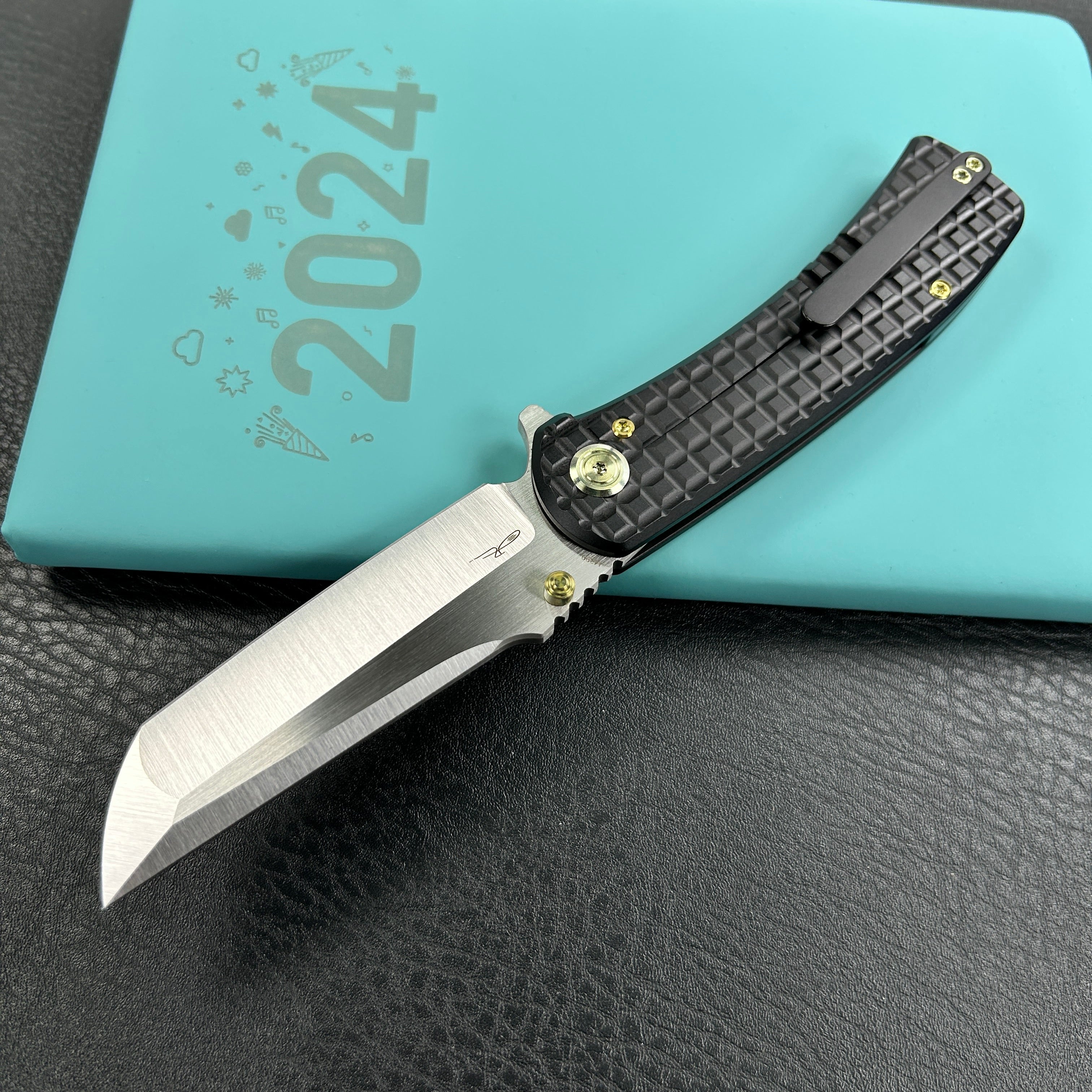 KUBEY KB294C Interflow Tactical Folding Knife Flipper Folder Black Titanium Handle 3.50" Belt Satin Bohler M390 Blade