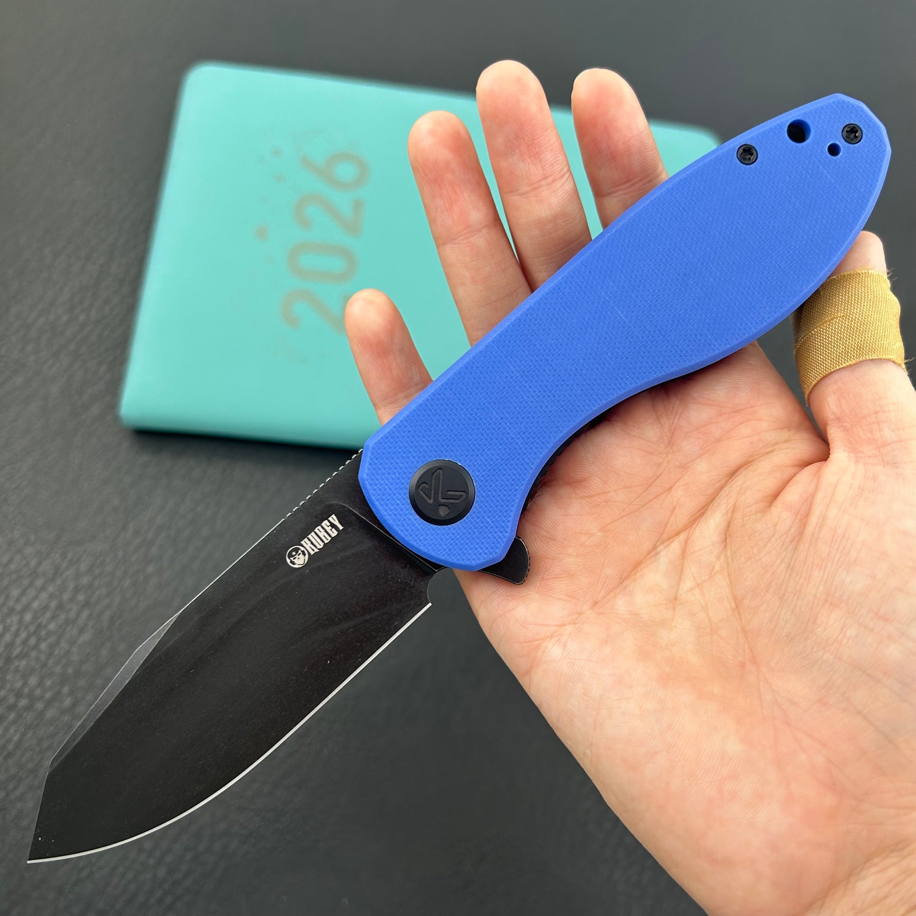 KUBEY Knife KU358P Master Chief Linerlock Black Blue  14C28N Folding Knife