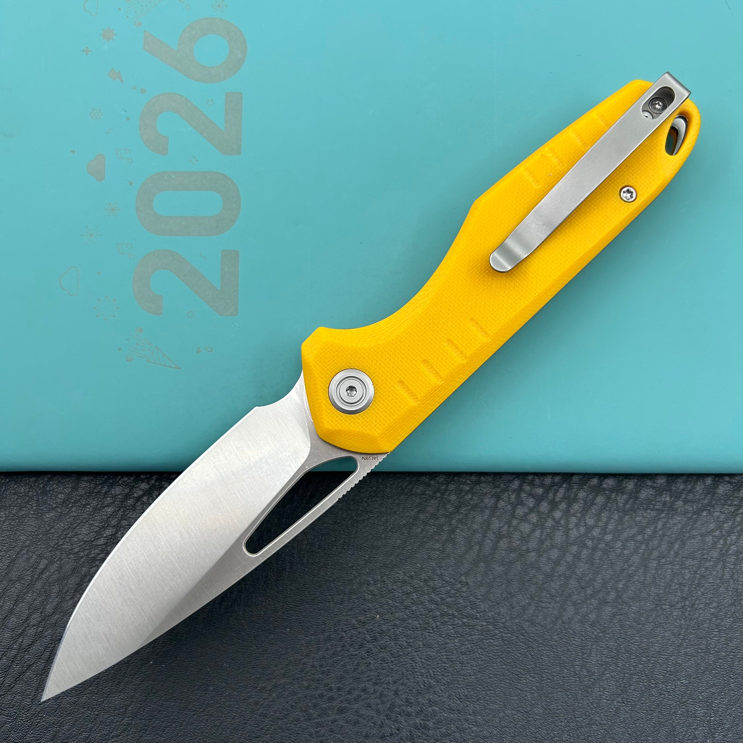 KUBEY Knife KU324J Doris Linerlock Yellow 14C28N Folding Knife