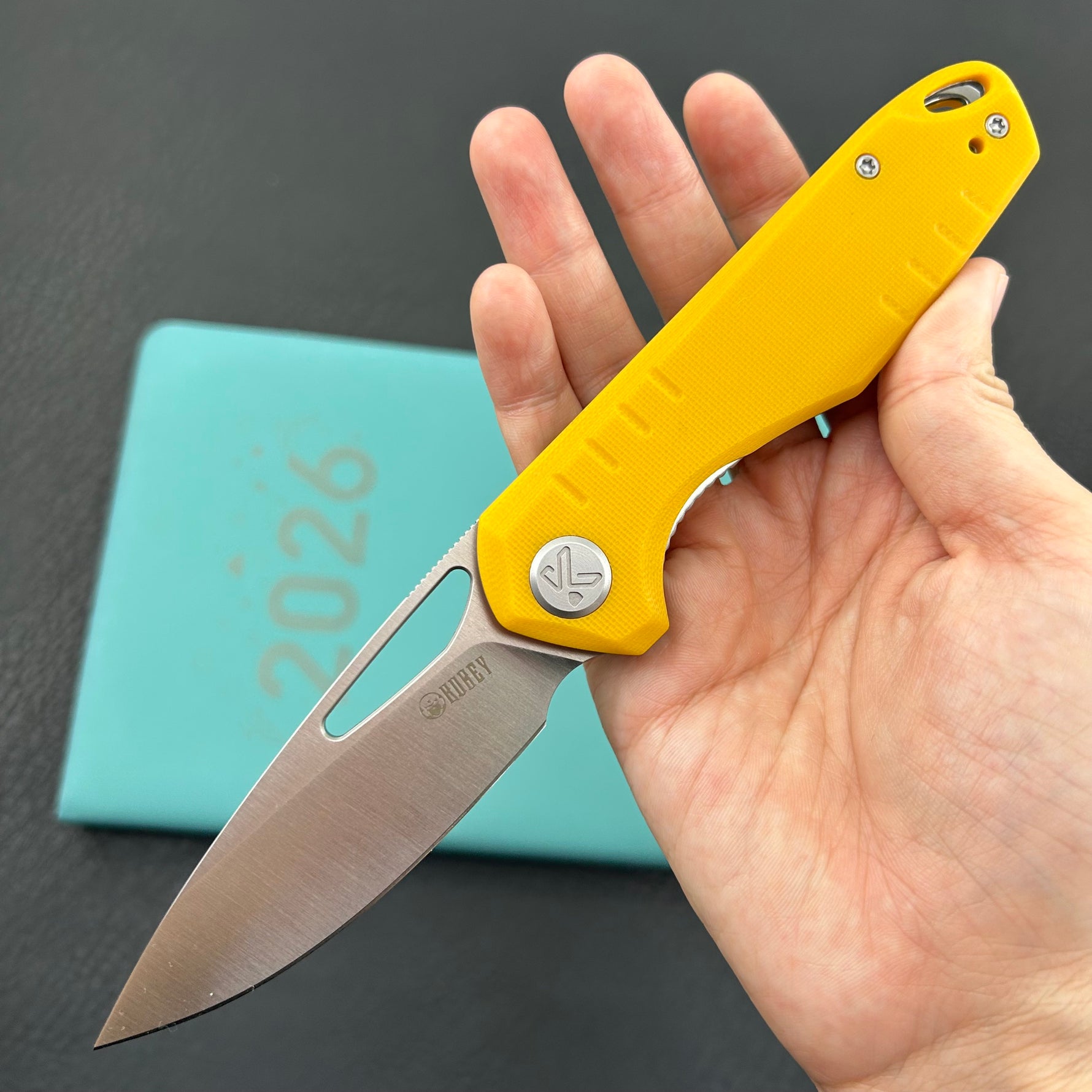 KUBEY Knife KU324J Doris Linerlock Yellow 14C28N Folding Knife