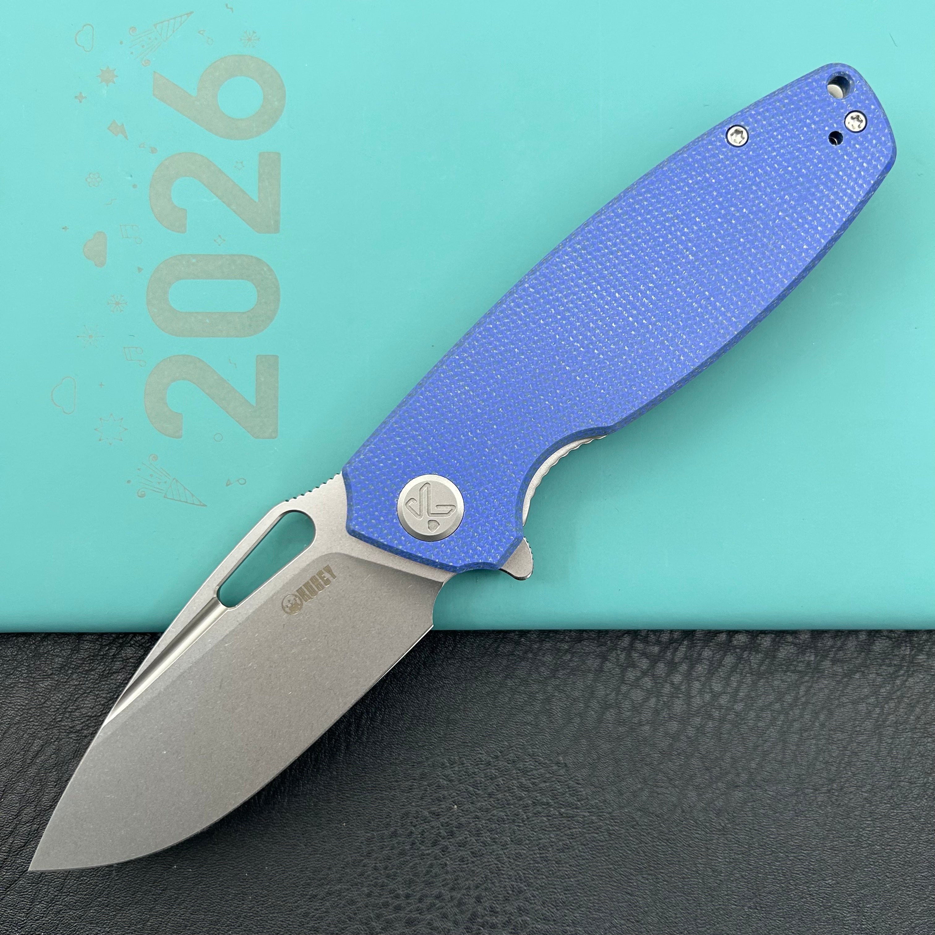 KUBEY  Knife KU322-1A Tityus Linerlock Blue Micarta  14C28N Folding Knife