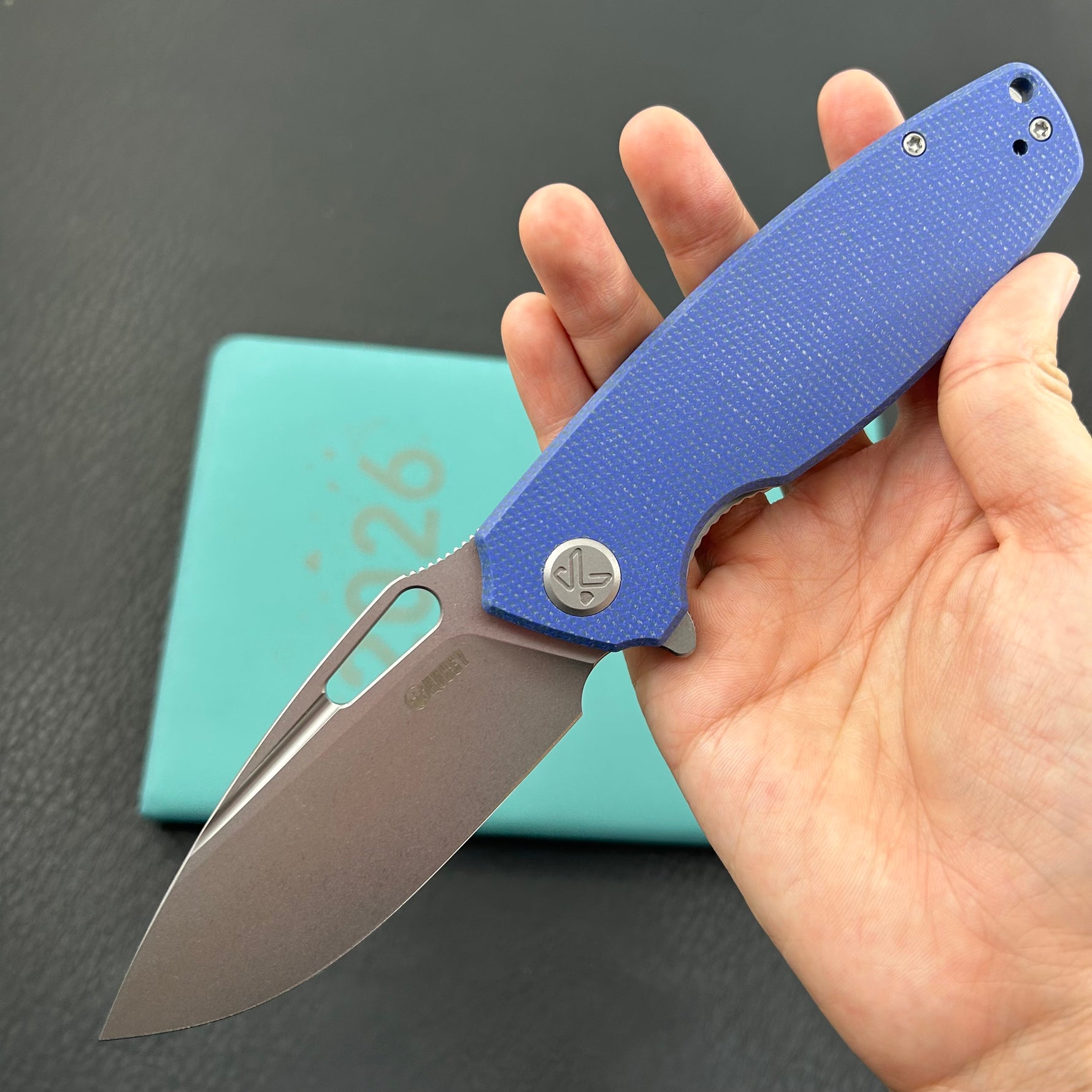 KUBEY  Knife KU322-1A Tityus Linerlock Blue Micarta  14C28N Folding Knife