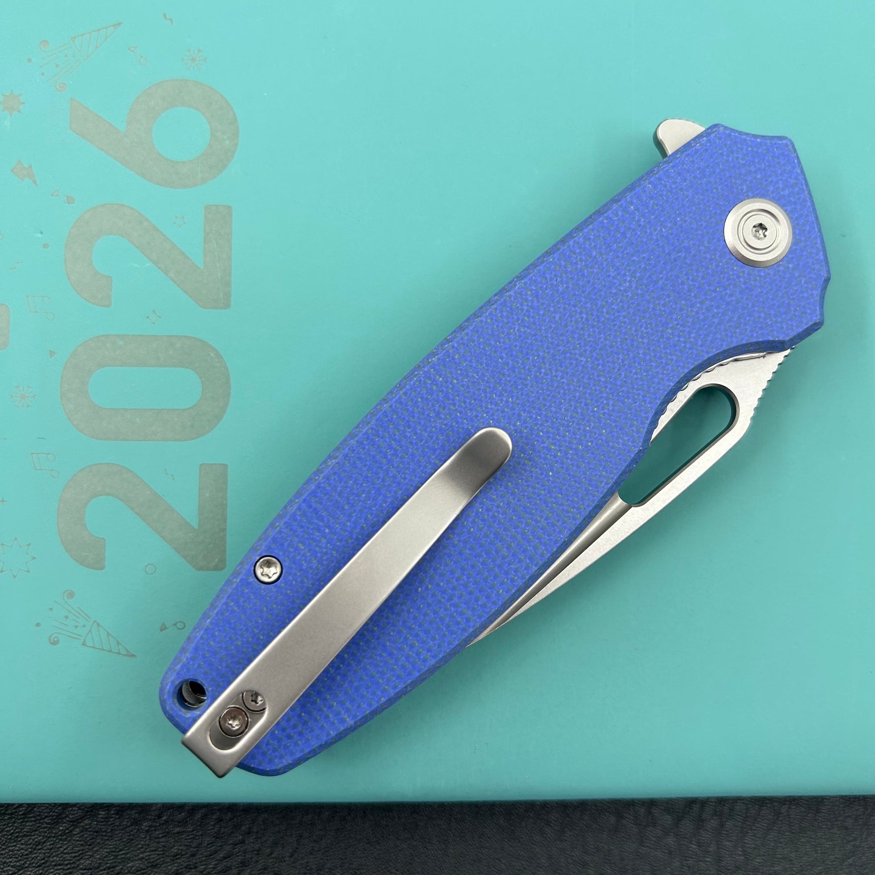 KUBEY  Knife KU322-1A Tityus Linerlock Blue Micarta  14C28N Folding Knife