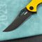 KUBEY KU149E Phemius Liner Lock Folding Pocket Knife Yellow G10 Handle 3.66" Blackwash 14C28N