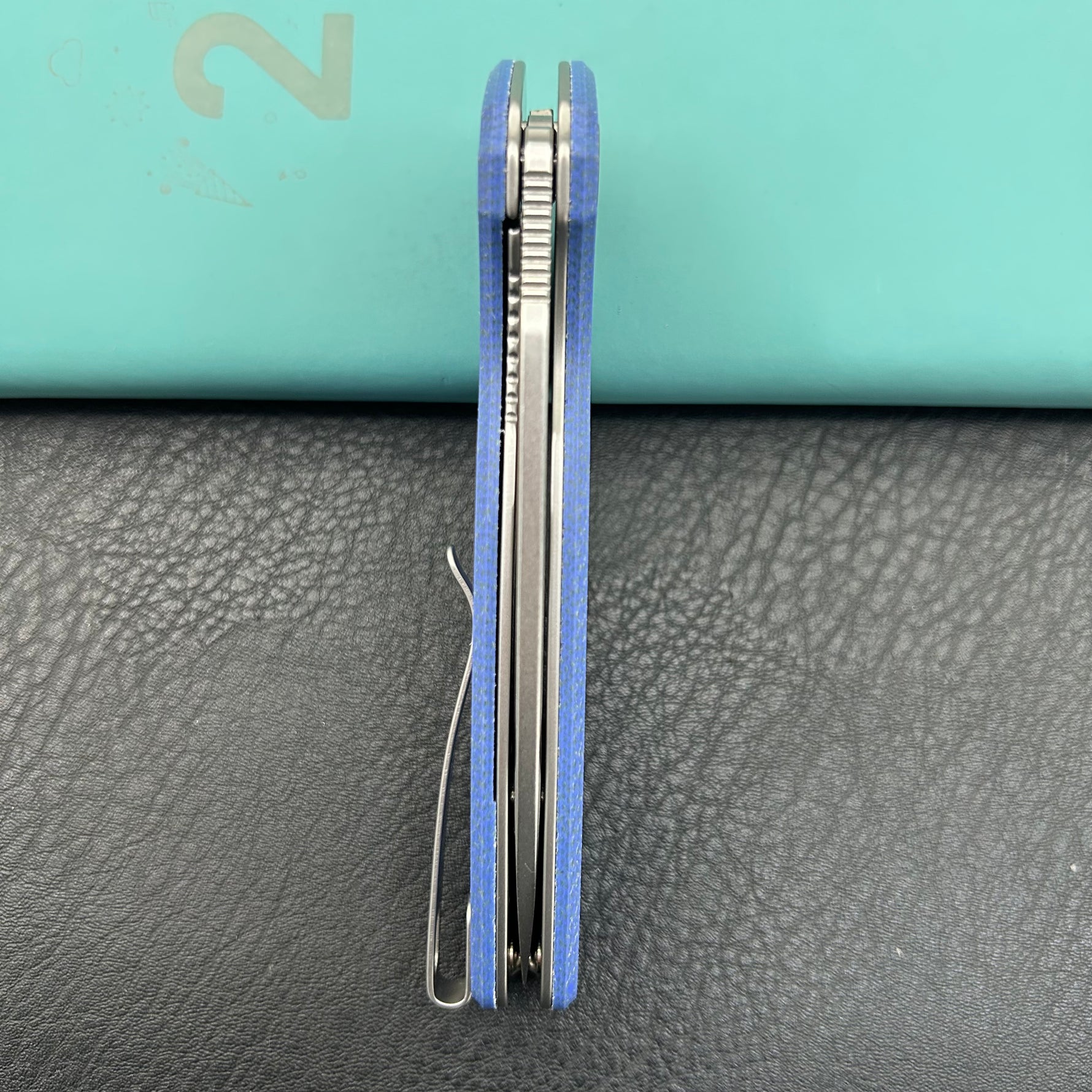 KUBEY  Knife KU322-1A Tityus Linerlock Blue Micarta  14C28N Folding Knife