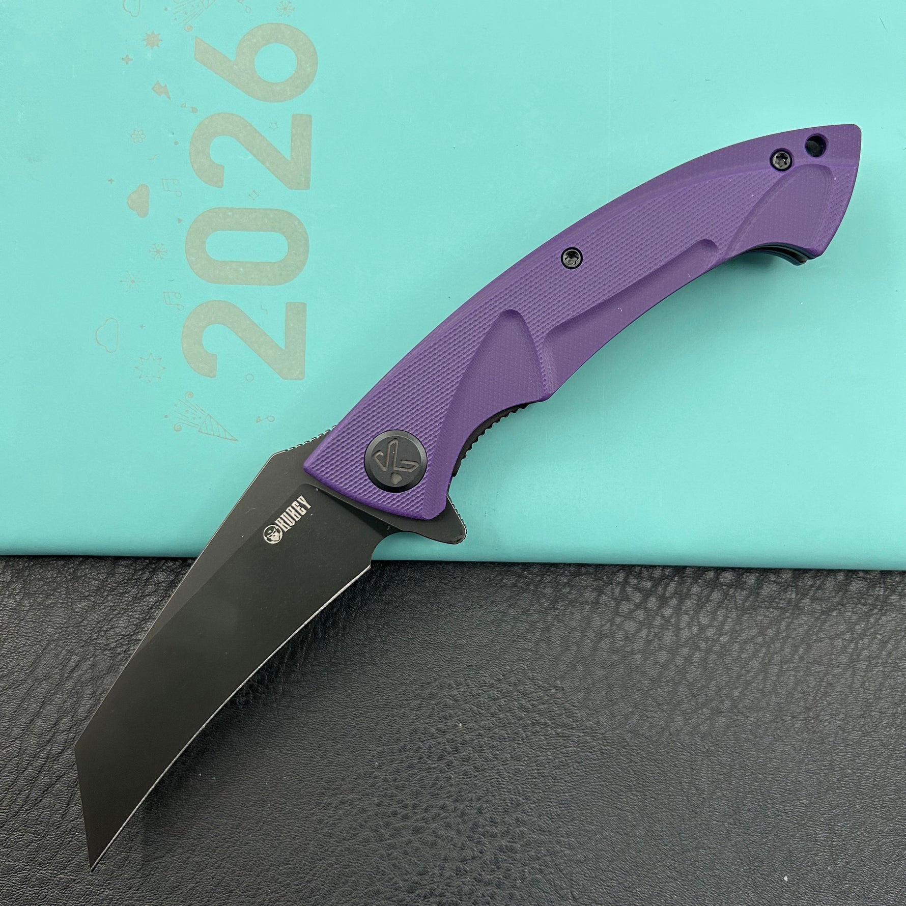 KUBEY  Knife KU212M Anteater Linerlock Black Purple   14C28N Folding Knife