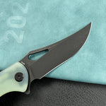 KUBEY KU149H Phemius Liner Lock Folding Pocket Knife Jade G10 Handle 3.66" Blackwash 14C28N