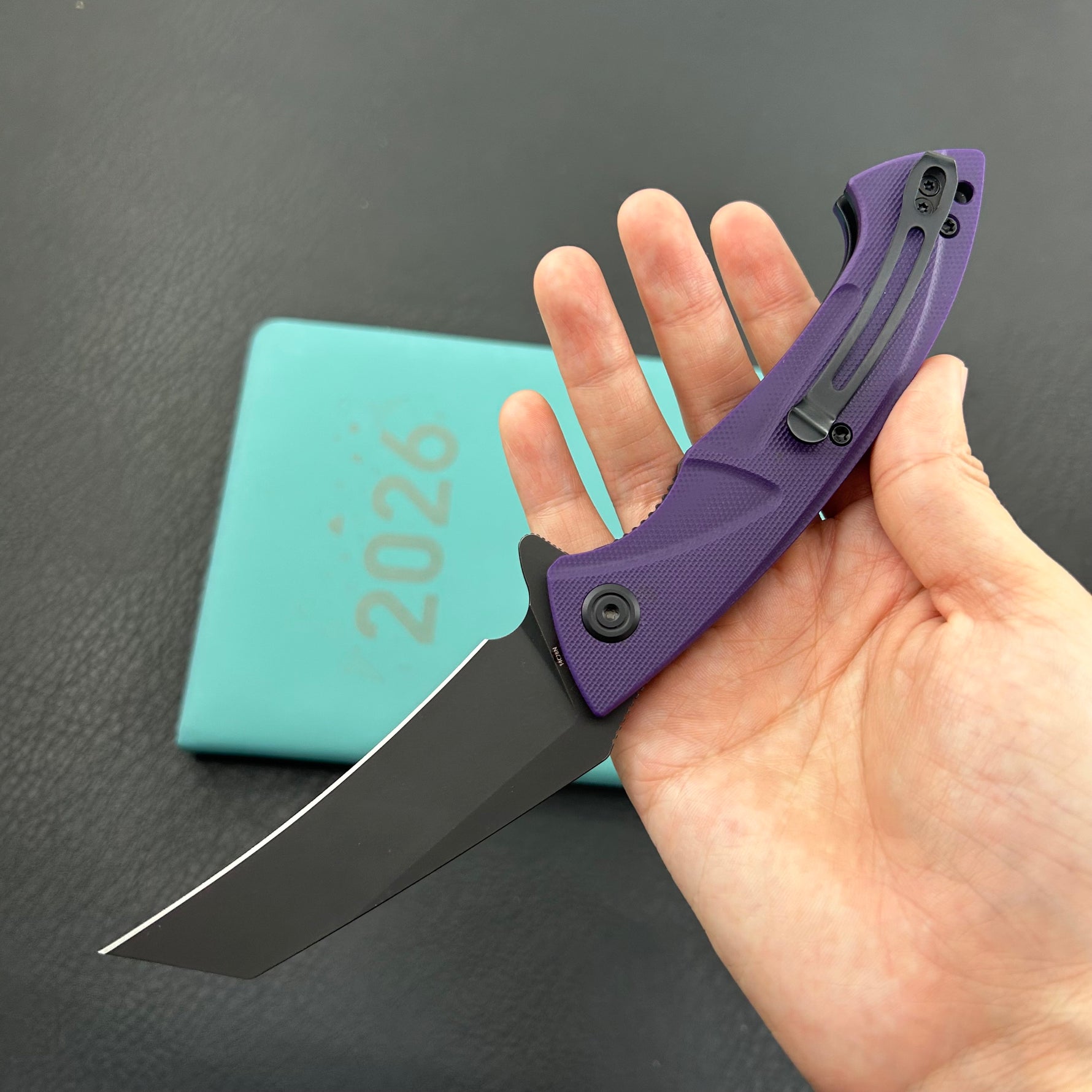 KUBEY  Knife KU212M Anteater Linerlock Black Purple   14C28N Folding Knife