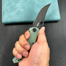 KUBEY KU149H Phemius Liner Lock Folding Pocket Knife Jade G10 Handle 3.66" Blackwash 14C28N