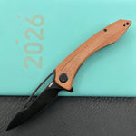 KUBEY Knife KU345O Merced Linerlock Black Brown Micarta  14C28N Folding Knife