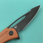 KUBEY Knife KU345O Merced Linerlock Black Brown Micarta  14C28N Folding Knife