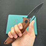 KUBEY Knife KU345O Merced Linerlock Black Brown Micarta  14C28N Folding Knife