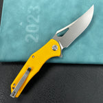 KUBEY knife KU149G Phemius Liner Lock Folding Pocket Knife Yellow G10 Handle 3.66" Sandblast 14C28N