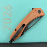 KUBEY Knife KU345O Merced Linerlock Black Brown Micarta  14C28N Folding Knife