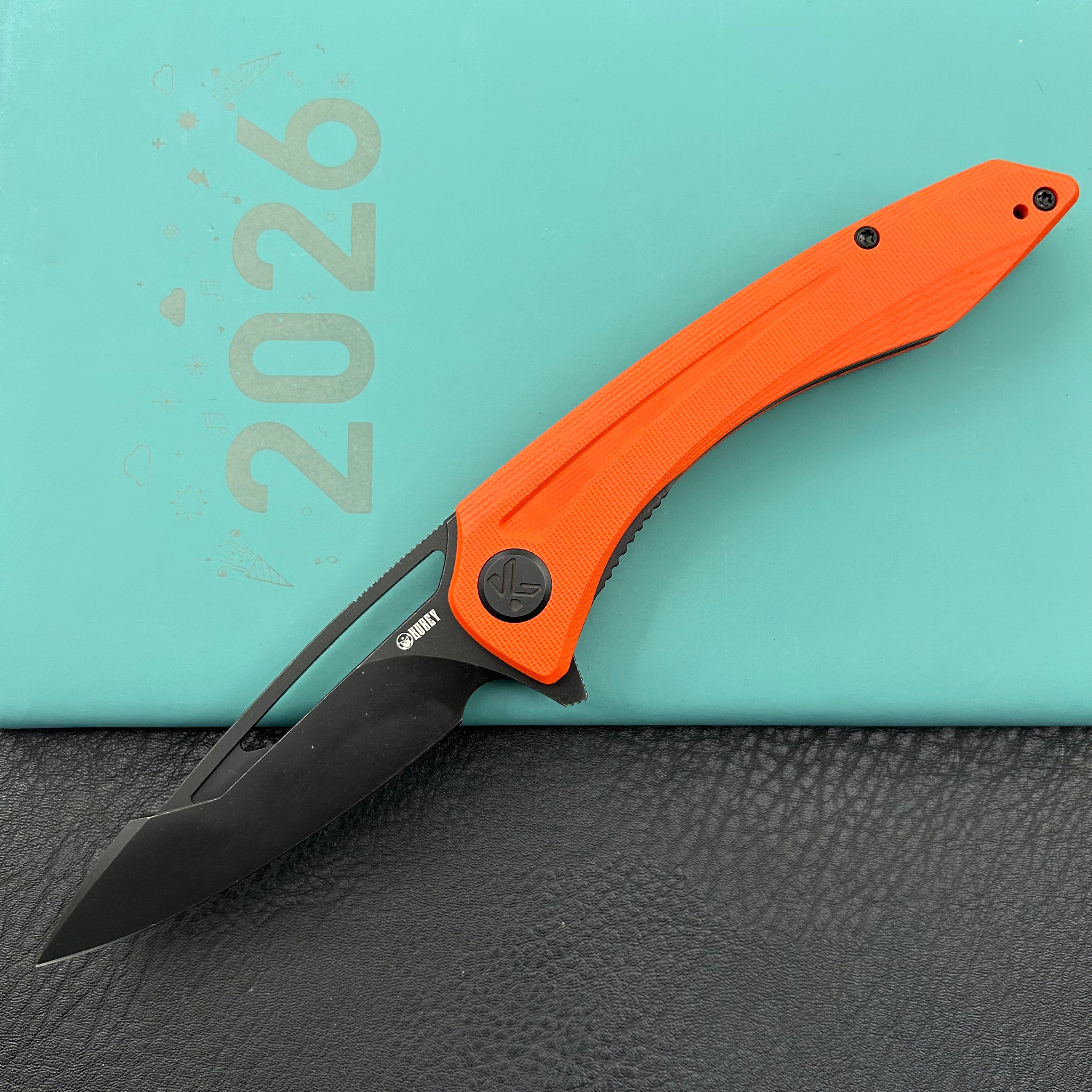 KUBEY Knife KU345N Merced Linerlock Black Orange  14C28N Folding Knife