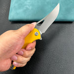KUBEY knife KU149G Phemius Liner Lock Folding Pocket Knife Yellow G10 Handle 3.66" Sandblast 14C28N