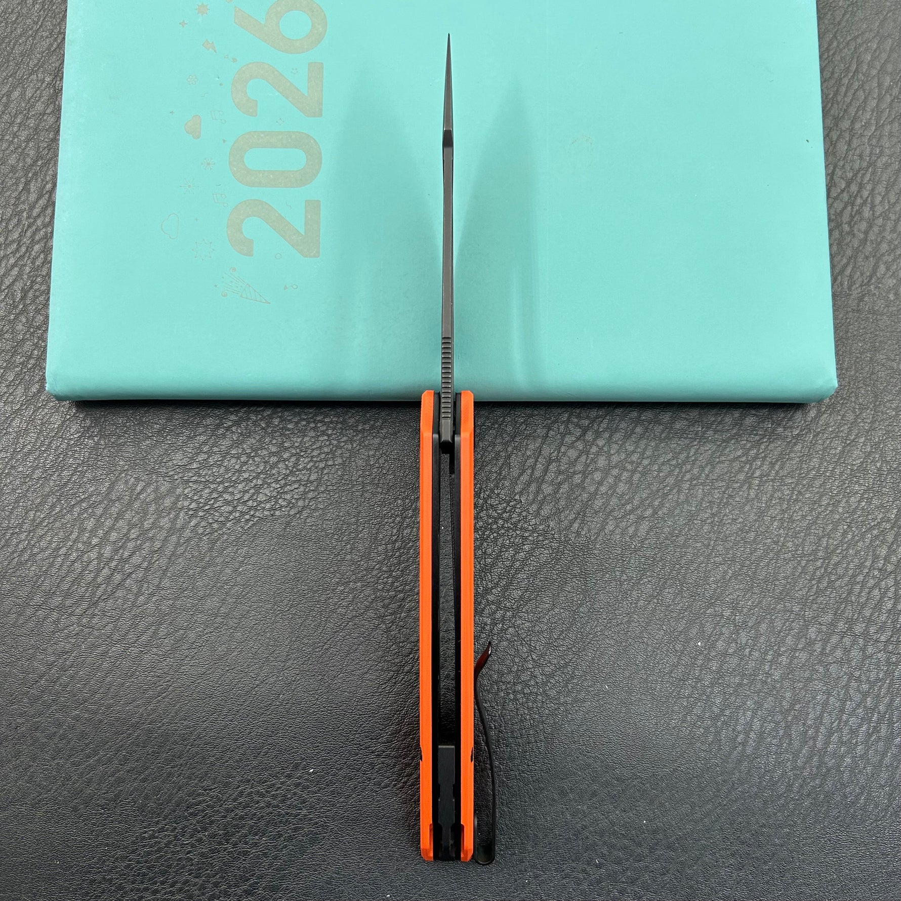 KUBEY Knife KU345N Merced Linerlock Black Orange  14C28N Folding Knife