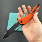 KUBEY Knife KU345N Merced Linerlock Black Orange  14C28N Folding Knife