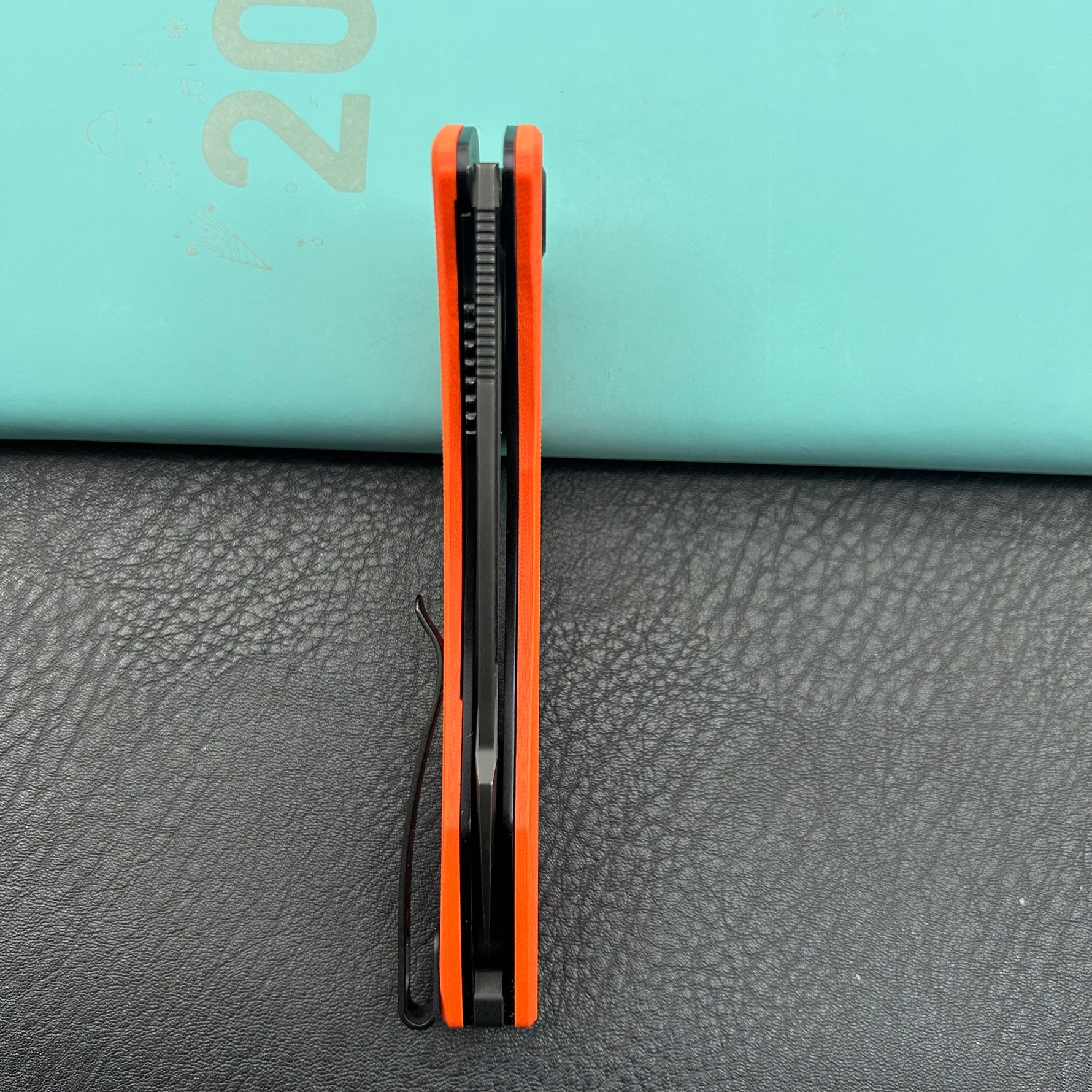 KUBEY Knife KU345N Merced Linerlock Black Orange  14C28N Folding Knife